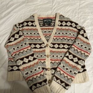 American Eagle Outfitters Beige and Brown Knit Cardigan